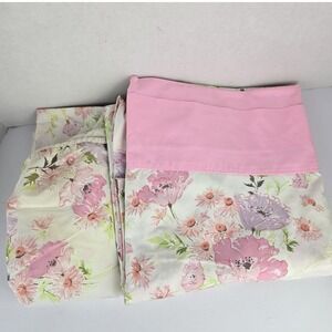 Vtg Wondercale Springmaid Flat/Fitted Sheet Set King Pink Floral Made in USA